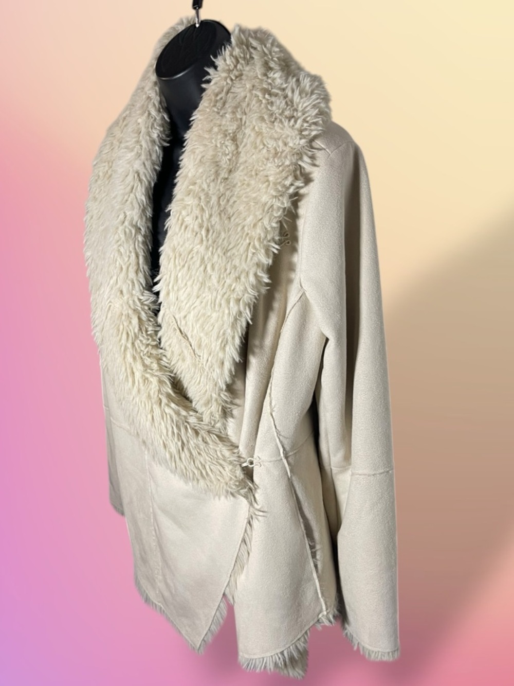 Altar'd State Cream Sherpa Wrap Jacket - Medium - Picture 2 of 15